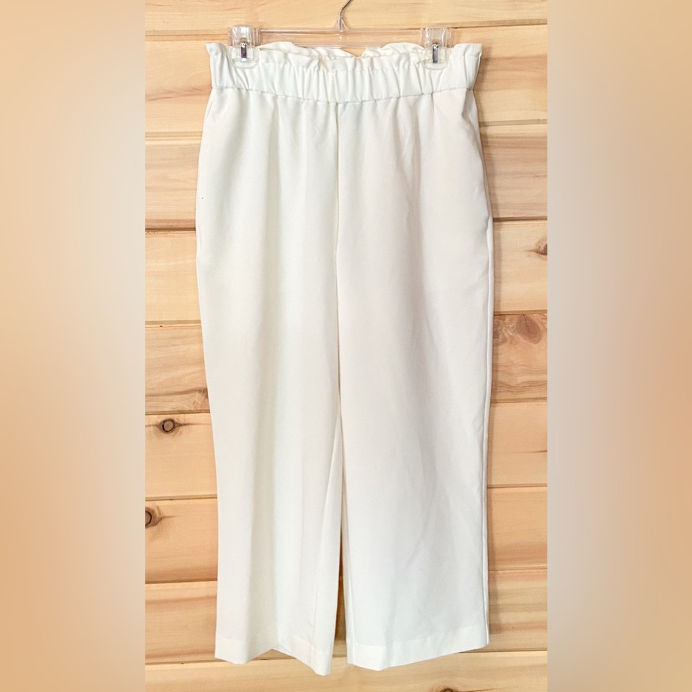 Worthington Cream Elastic Waist Pull On Petite Length Pants